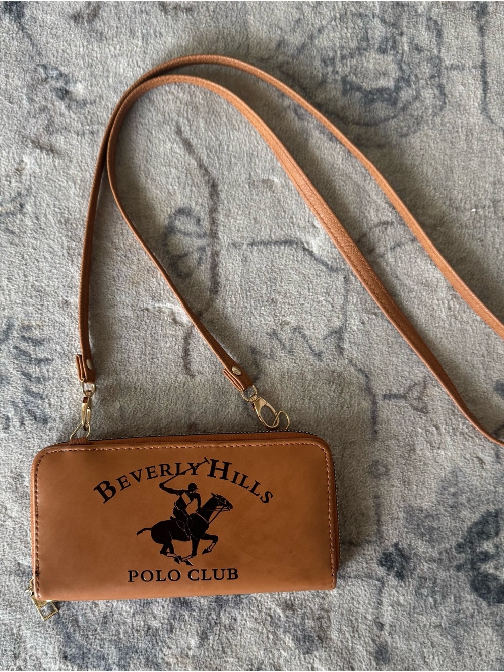 Beverly Hills Polo Club Cognac Tan Crossbody Wallet with Logo